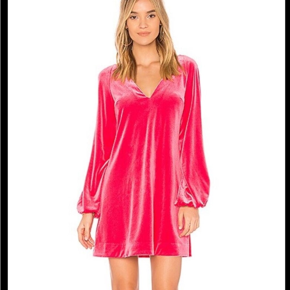 Free People Pink Velvet V-Back Mini Dress Size Large - Picture 2 of 6